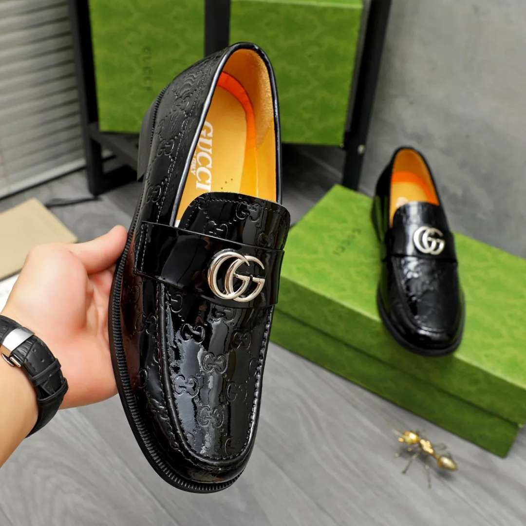 Men's shoes 💰480 Product trademark: GUCCI "Gucci" business slip-on leather shoes Regular size: 38-44 45 custom-made Product materials: Selected cowhide embossed upper, cowhide lining, rubber outsole